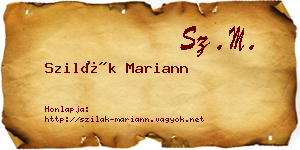 Szilák Mariann névjegykártya