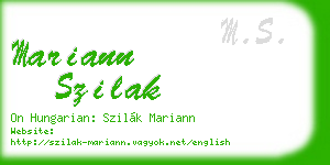 mariann szilak business card