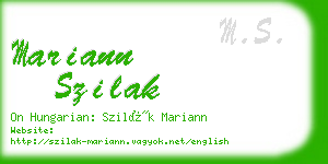 mariann szilak business card